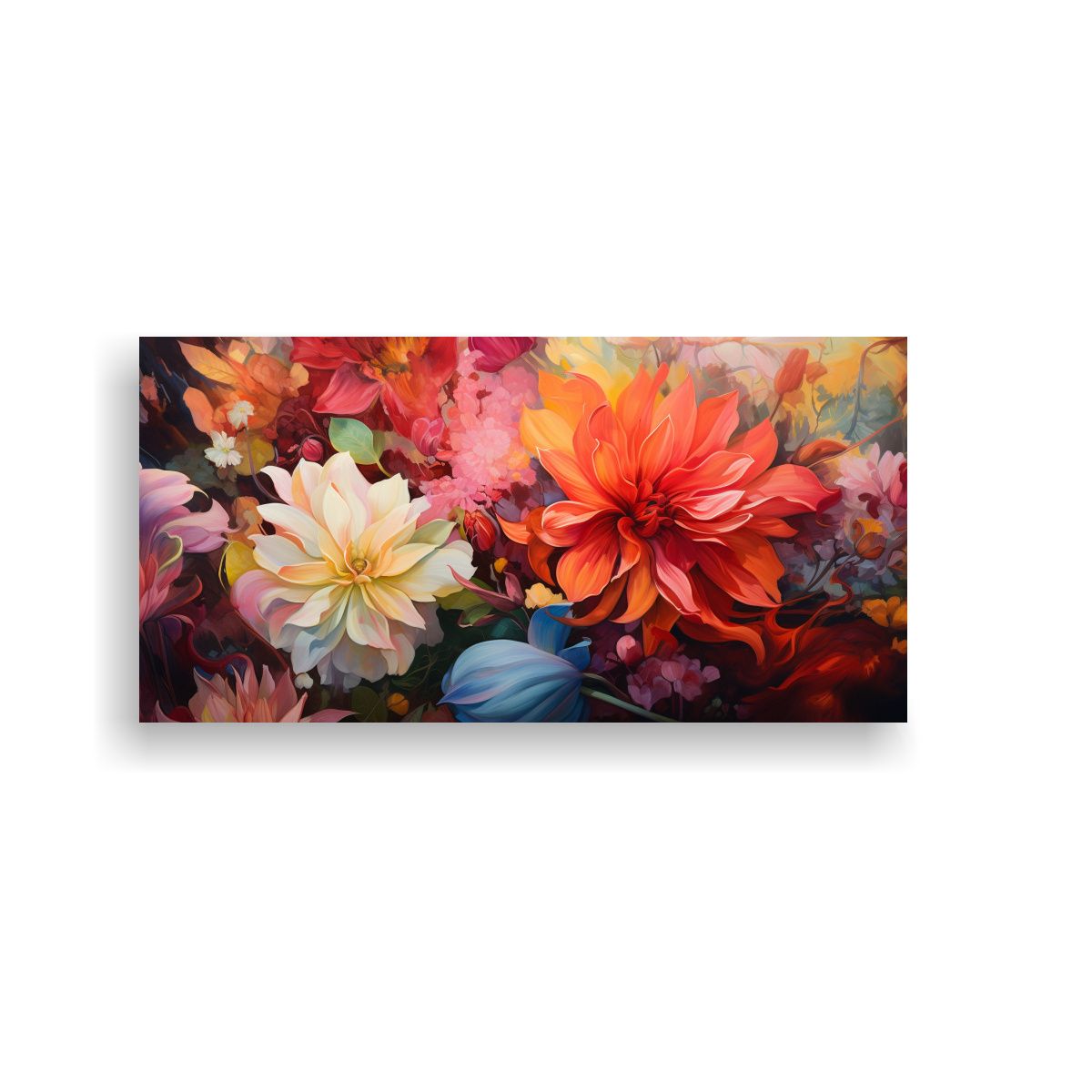 GENERICO - Cuadro Lienzo Acuarela Flores Abstracto Elegante 80x40 Cm