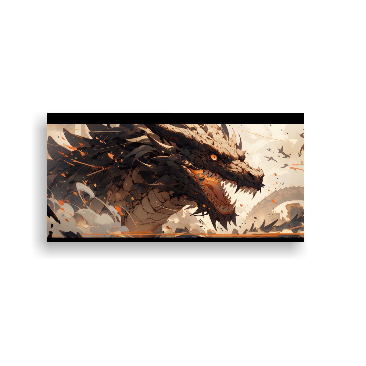 GENERICO - Cuadro Decorativo Dragón En Tonos Marrones 60x30 Cm