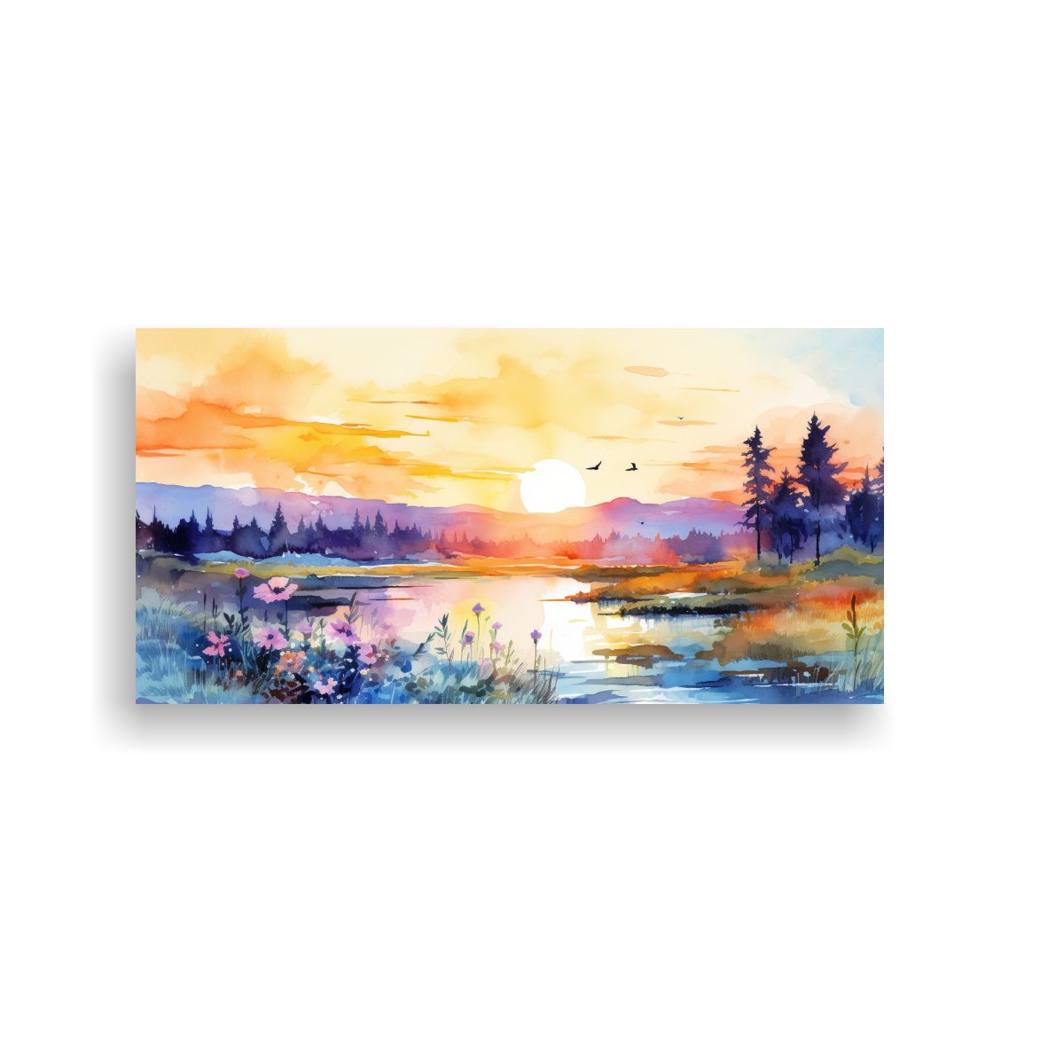 GENERICO - Paisaje Verano Acuarelas Colores Neo Poética 80x40 Cm