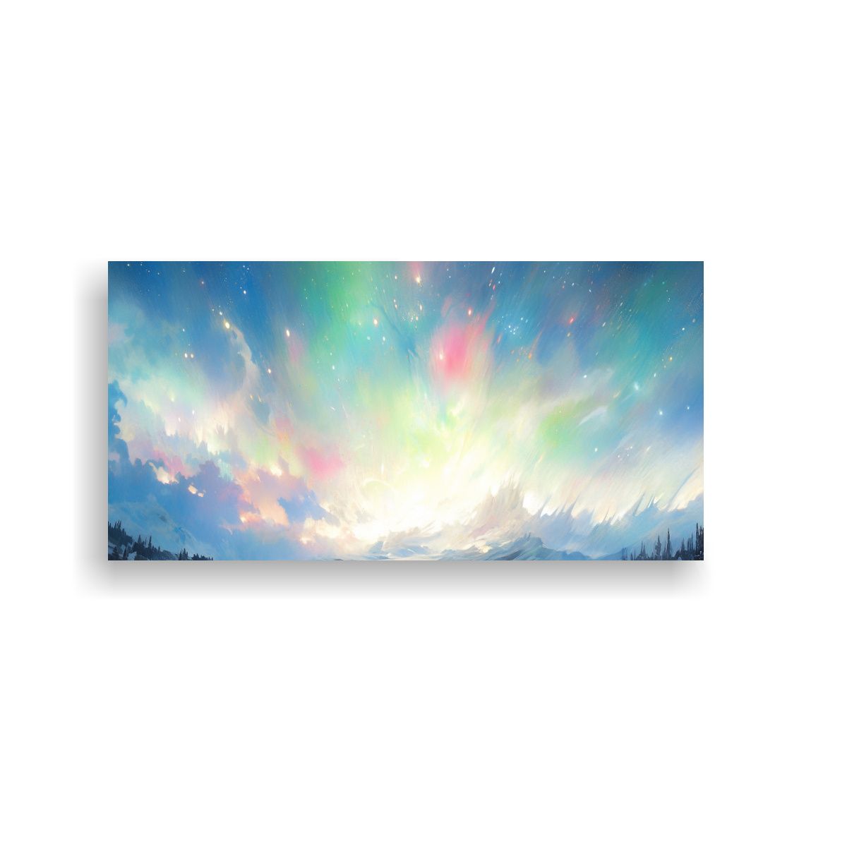 GENERICO - Pintura Abstracta Estilo Aurora Boreal En Tonos 80x40 Cm