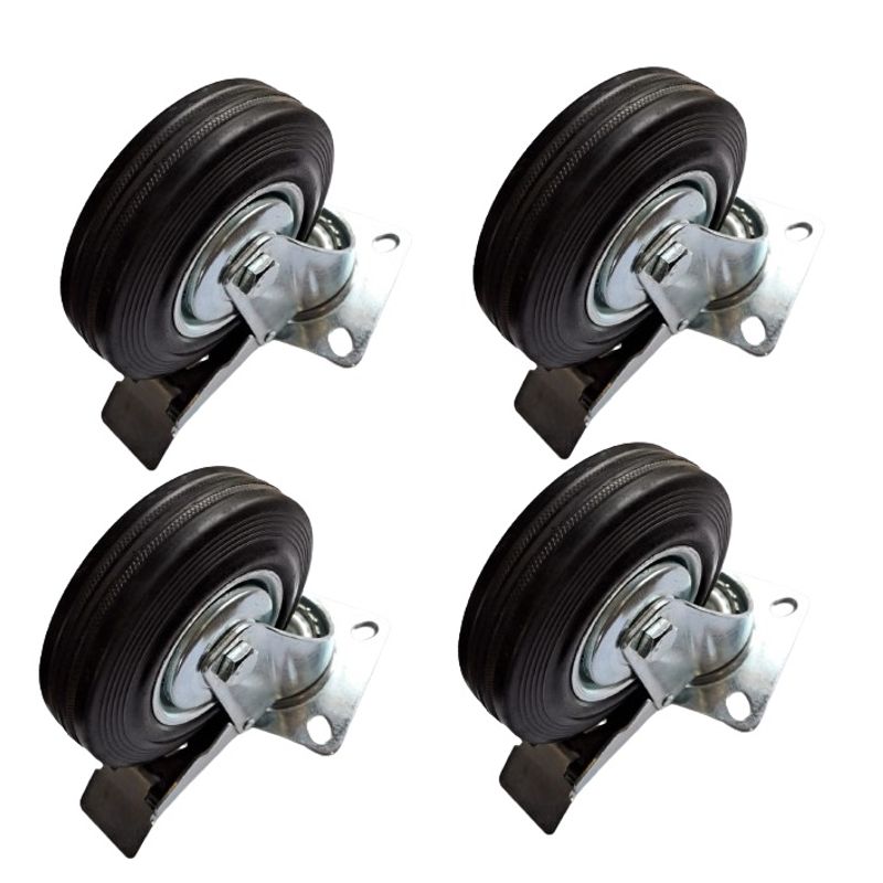 SANPLAST - pack 4 rueda carrito todo terreno 125mm giratoria con freno