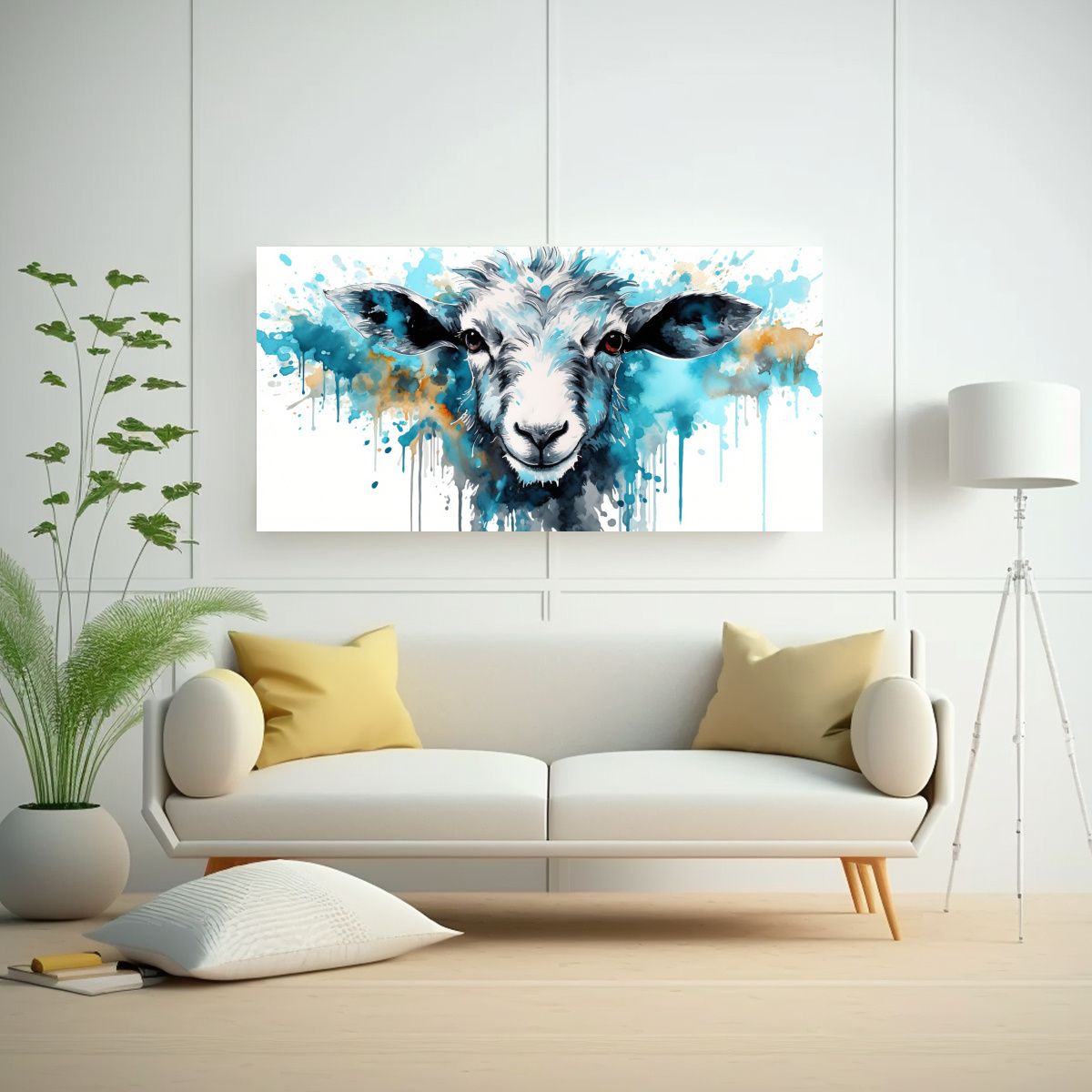 GENERICO - Cuadro Vintage De Animales De Granja En Acuarelas 60x30 Cm