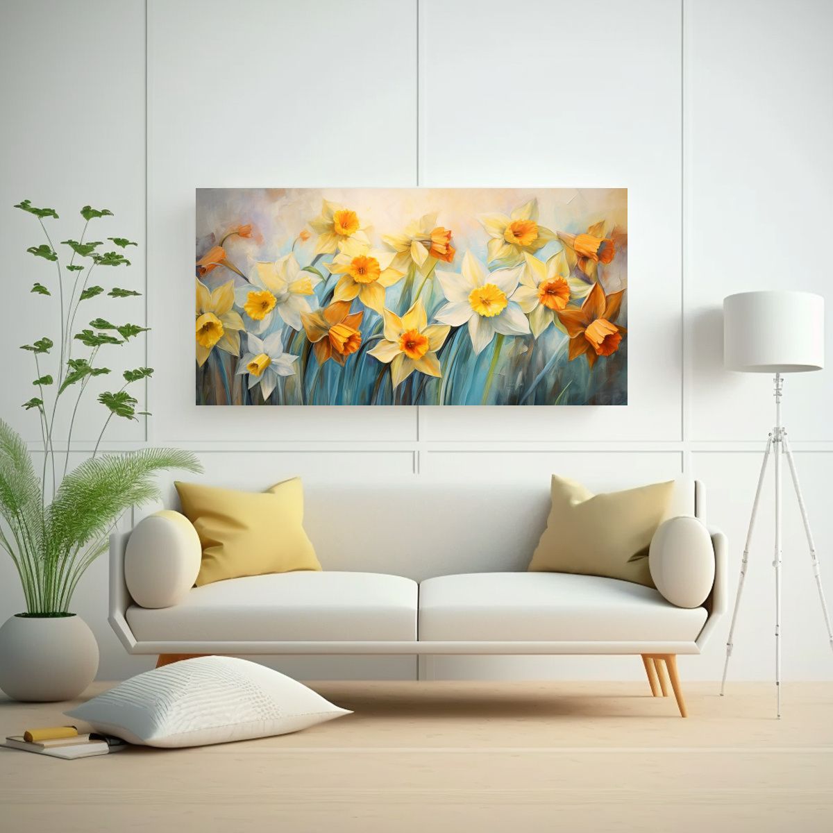 GENERICO - Pintura Abstracta De Narcisos En Estilo óleo De 100x50 Cm