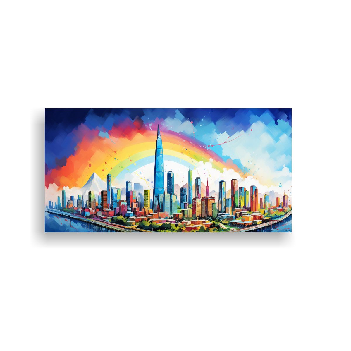 GENERICO - Cuadro De Santiago City En Chile En Perspectiva 60x30 Cm