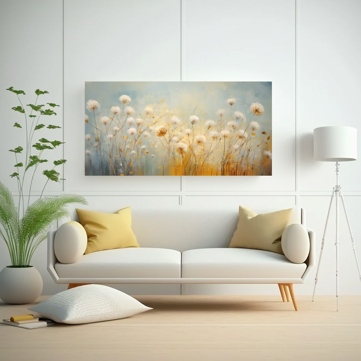 GENERICO - Pintura Abstracta De Diente De León En Acuarela 60x30 Cm