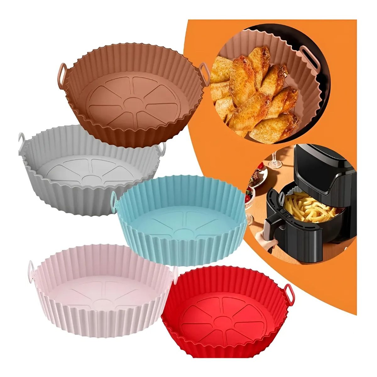 GENERICO - Pack X2 Cesto Bandeja Silicona Para de Freidora Aire