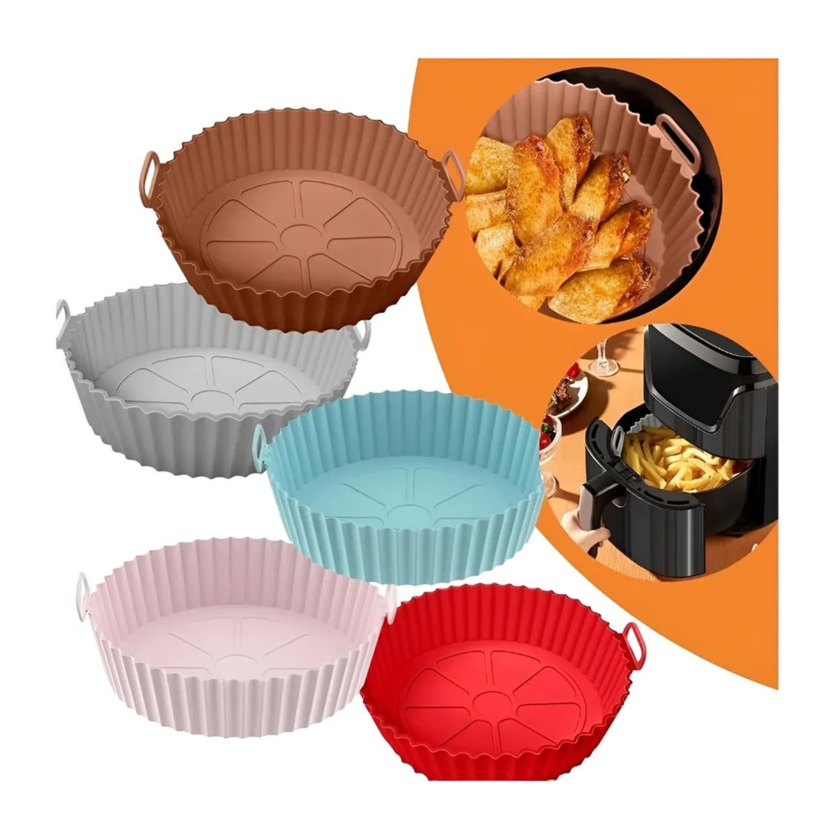 GENERICO - Pack X2 Cesto Bandeja Silicona Para de Freidora Aire