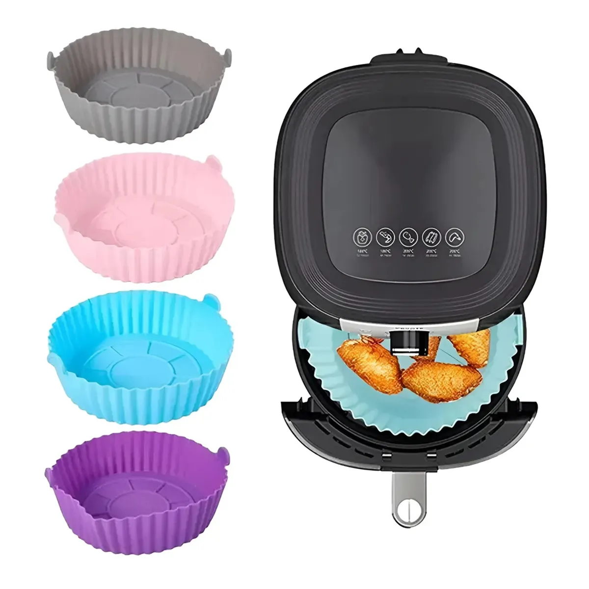 GENERICO - Pack X2 Cesto Bandeja Silicona Para de Freidora Aire