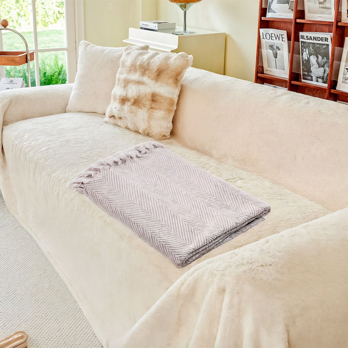 EGLO - Manta de Algodón Eglo Longlac Gris Plata 130×170 cm