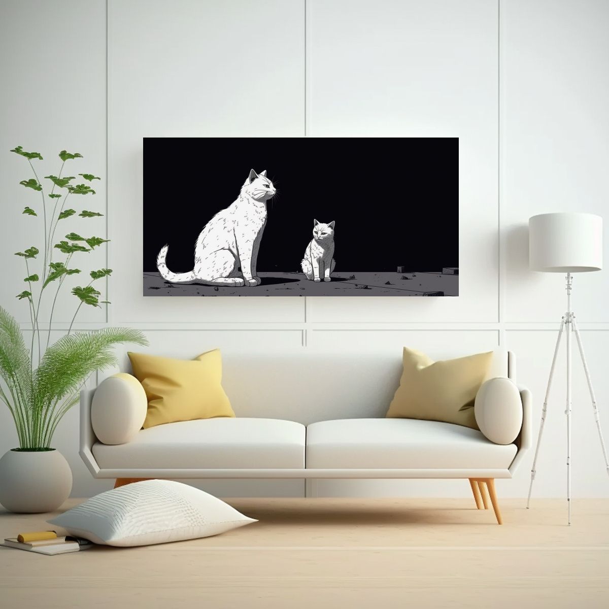 GENERICO - Pinturas Minimalistas De Gatos En Estilo Manga De 80x40 Cm