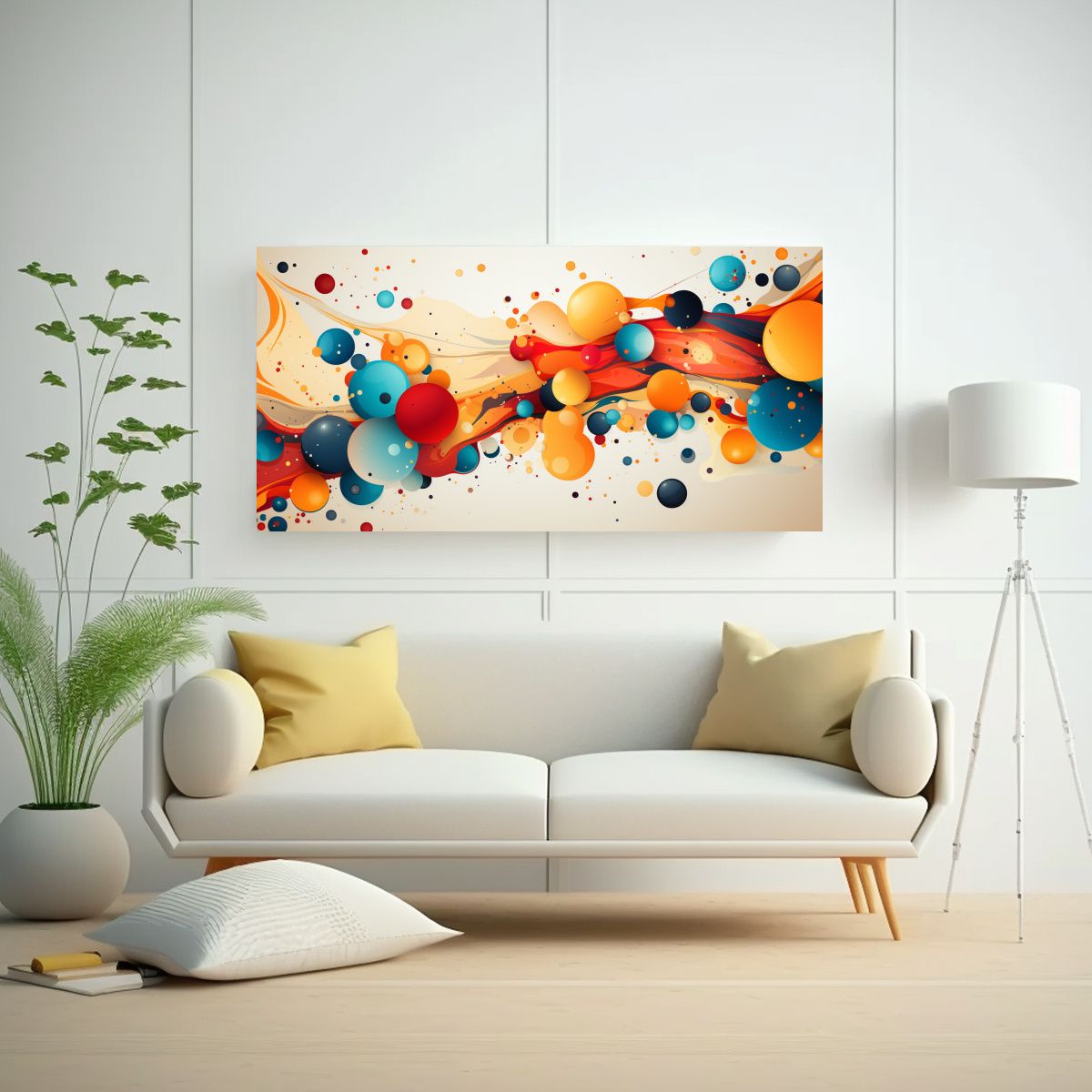 GENERICO - Pintura Mural Abstracta Dinámica Y Expresiva En 60x30 Cm