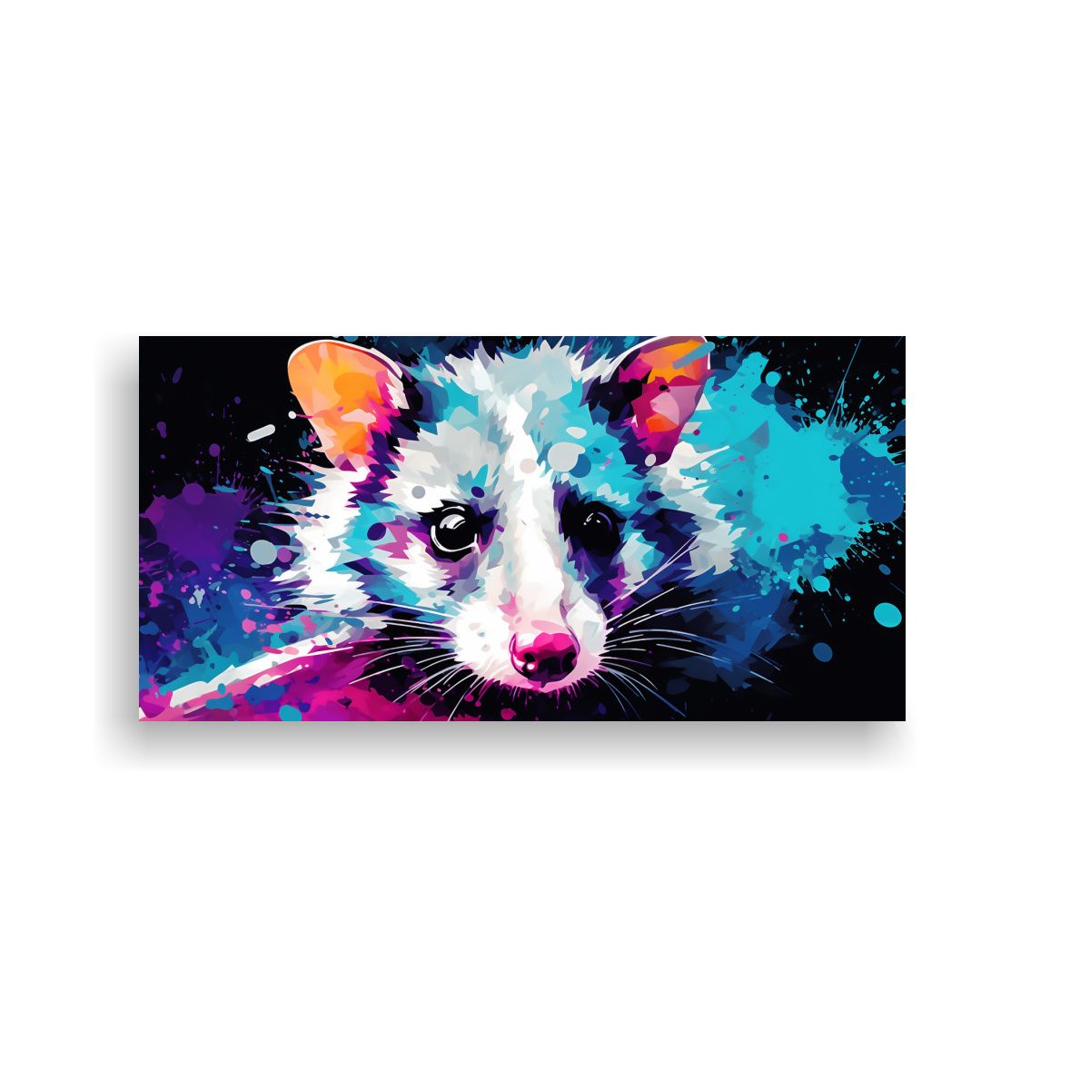 GENERICO - Cuadro Decorativo Neo Pop Art Opossum En Colores 60x30 Cm