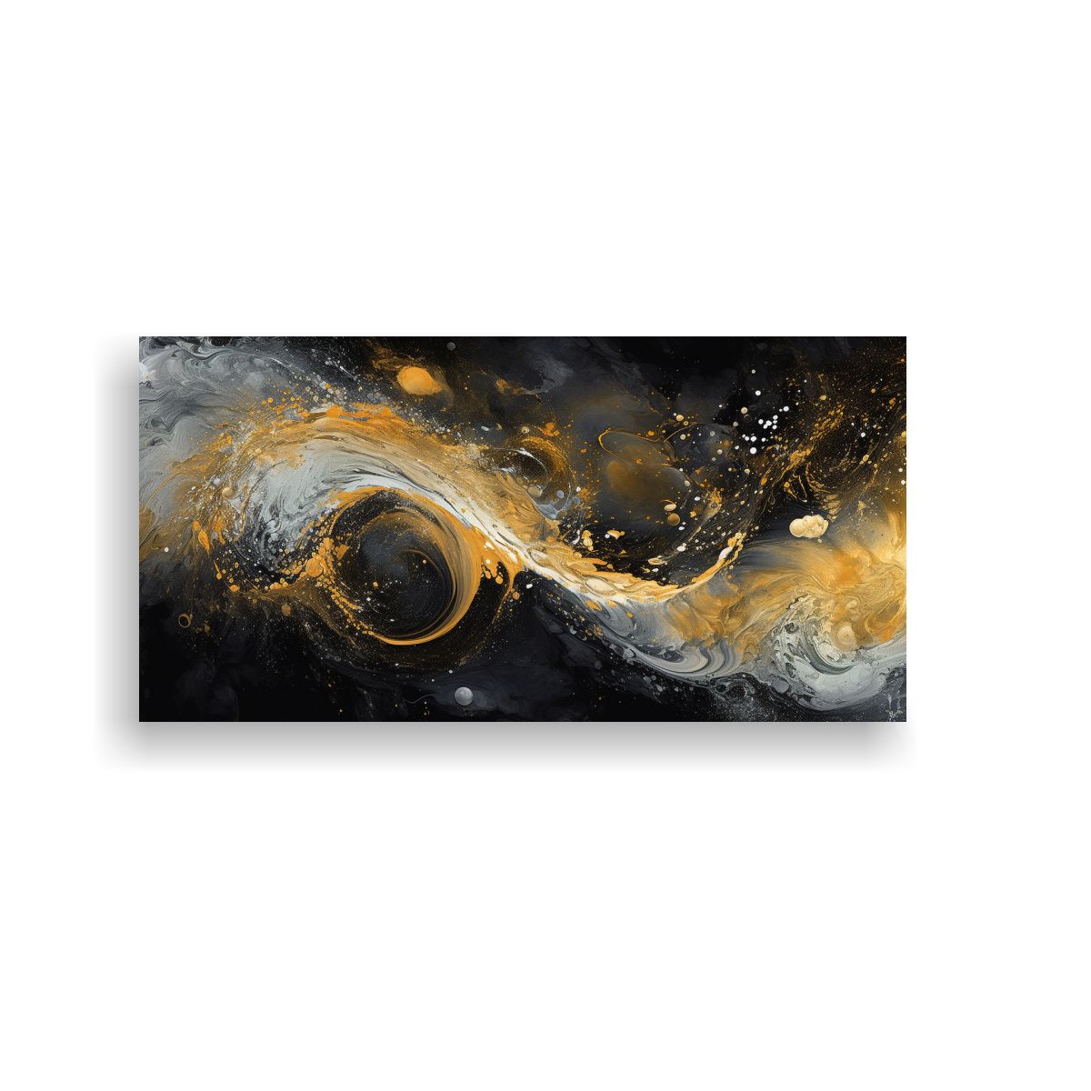 GENERICO - Pintura De Tinta Espacial En Oro Y Negro Arte 80x40 Cm