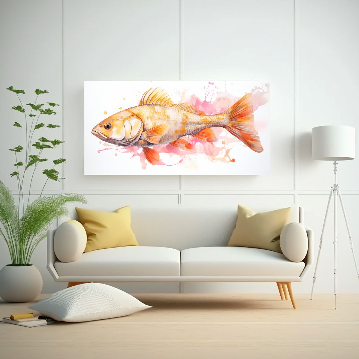 GENERICO - Peces De Agua Dulce En Tonos Durazno Y Latón 60x30 Cm