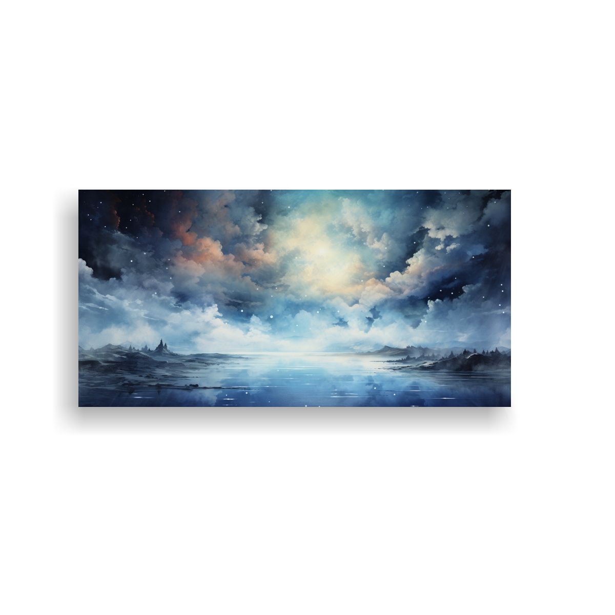 GENERICO - Cuadro Moderno Hogar Deco Nocturno Con Acuarelas 60x30 Cm