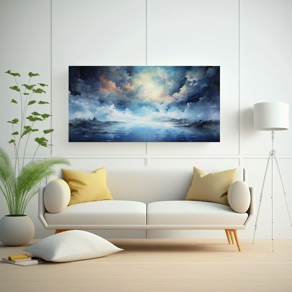 GENERICO - Cuadro Moderno Hogar Deco Nocturno Con Acuarelas 60x30 Cm