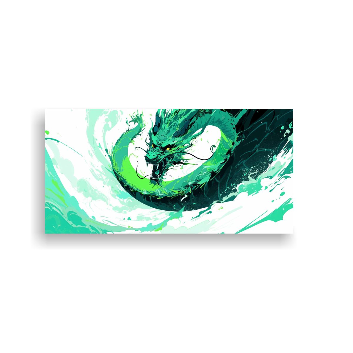 GENERICO - Cuadros Modernos Para Cocina Dragón En Verde Y 100x50 Cm.
