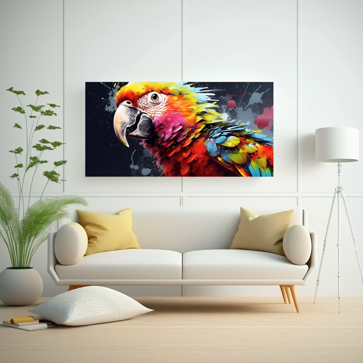 GENERICO - Pintura De Pared Juvenil Con Loro En Colores Del 100x50 Cm