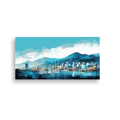 GENERICO - Hermoso Esquema De Santiago En Chile En Colores 80x40 Cm.