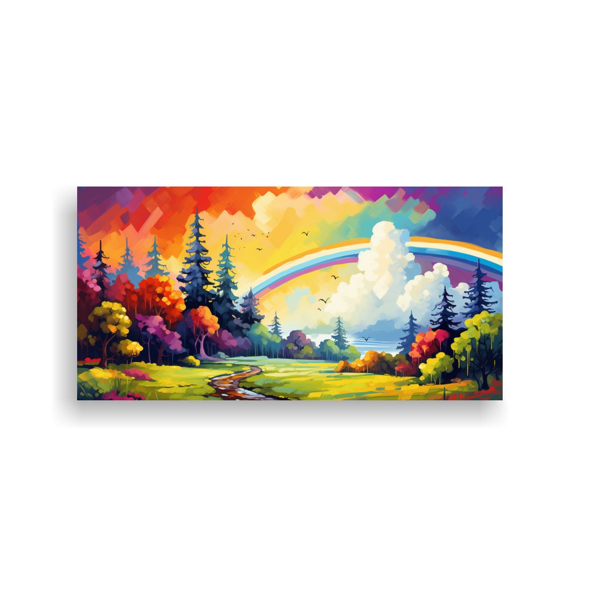 GENERICO - Paisaje Otoñal Con Colores Del Arcoíris En Arte 60x30 Cm