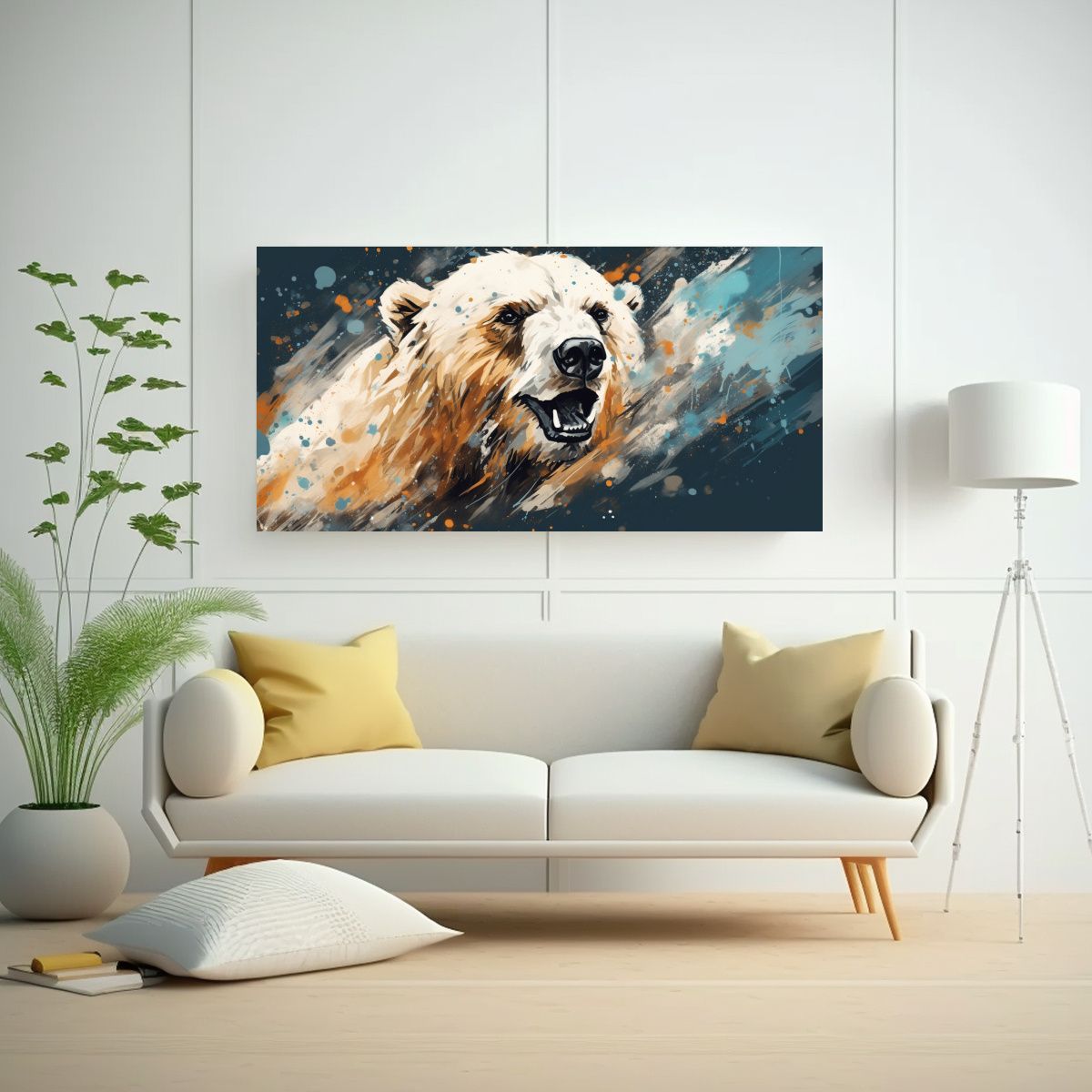 GENERICO - Cuadro Vanguardia Contraste Oso Polar En Tonos 80x40 Cm