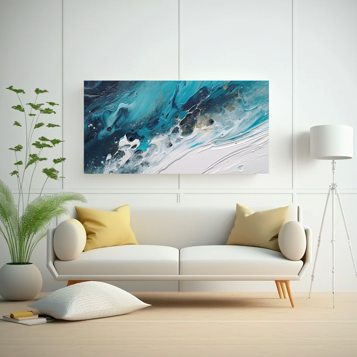 GENERICO - Cuadro Abstracto Con Luz Decoración Visual En 60x30 Cm