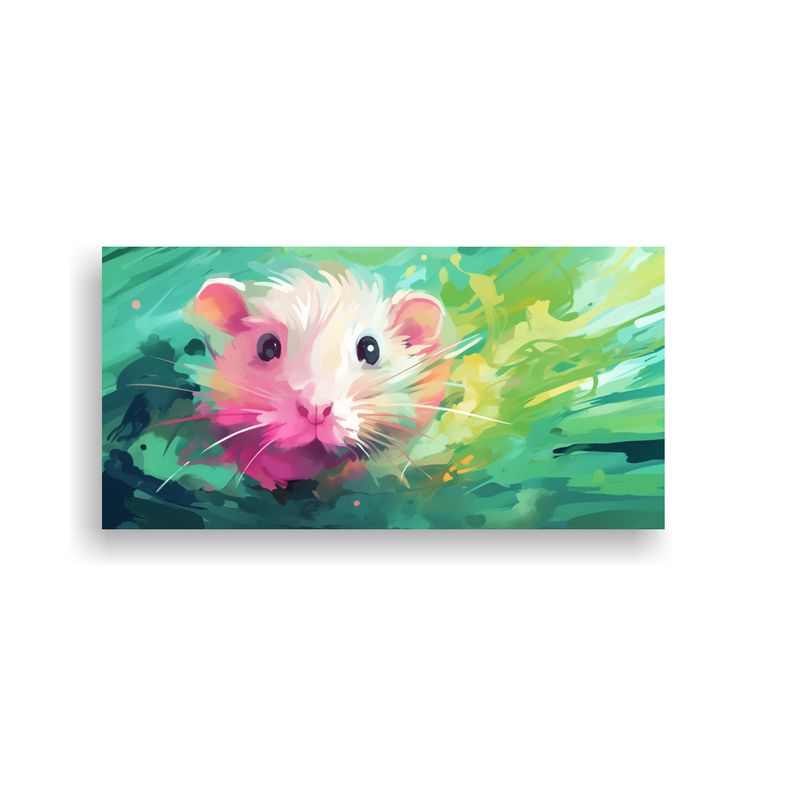 GENERICO - Pintura Floral En Bastidor Gerbil Verde Y Rosa 100x50 Cm