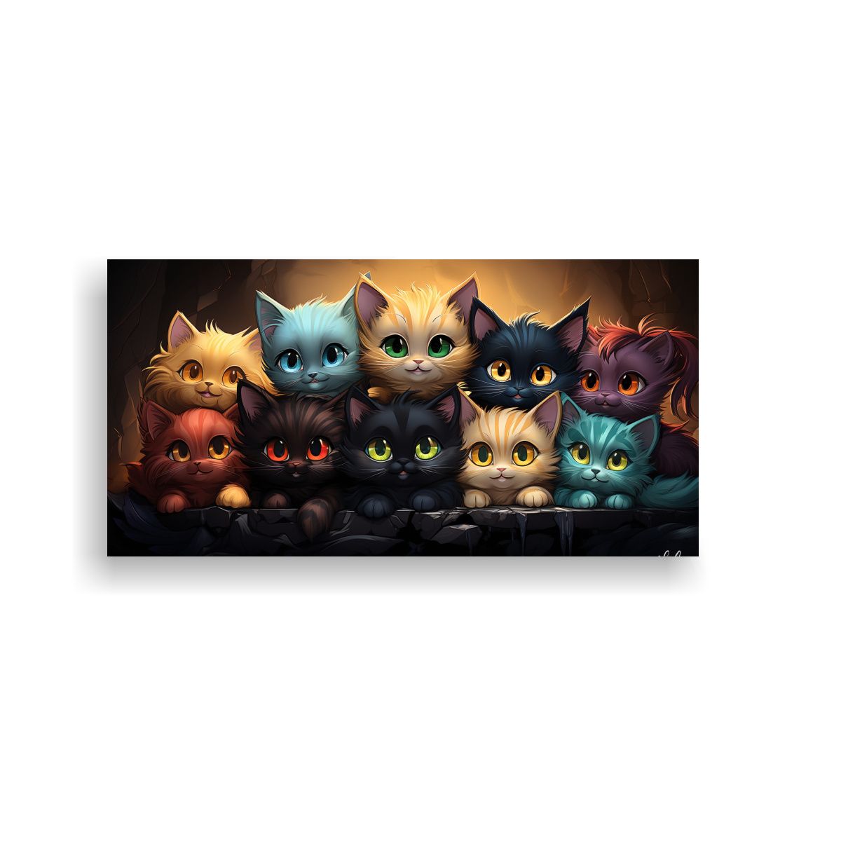 GENERICO - Pintura Hermosa De Gatos De Colores En Una Pila 80x40 Cm