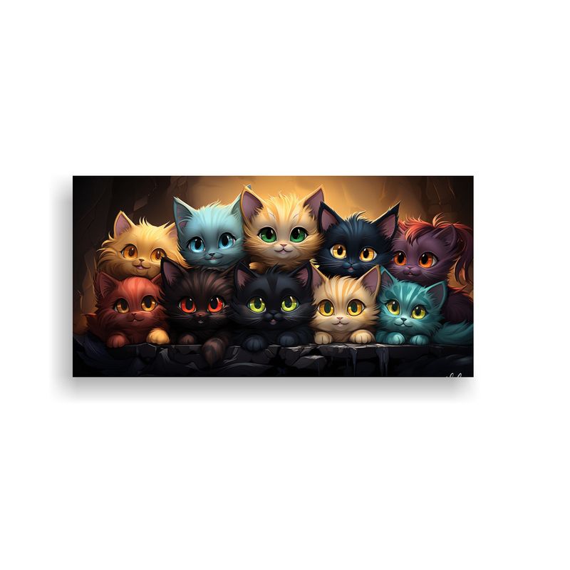 GENERICO - Pintura Hermosa De Gatos De Colores En Una Pila 80x40 Cm