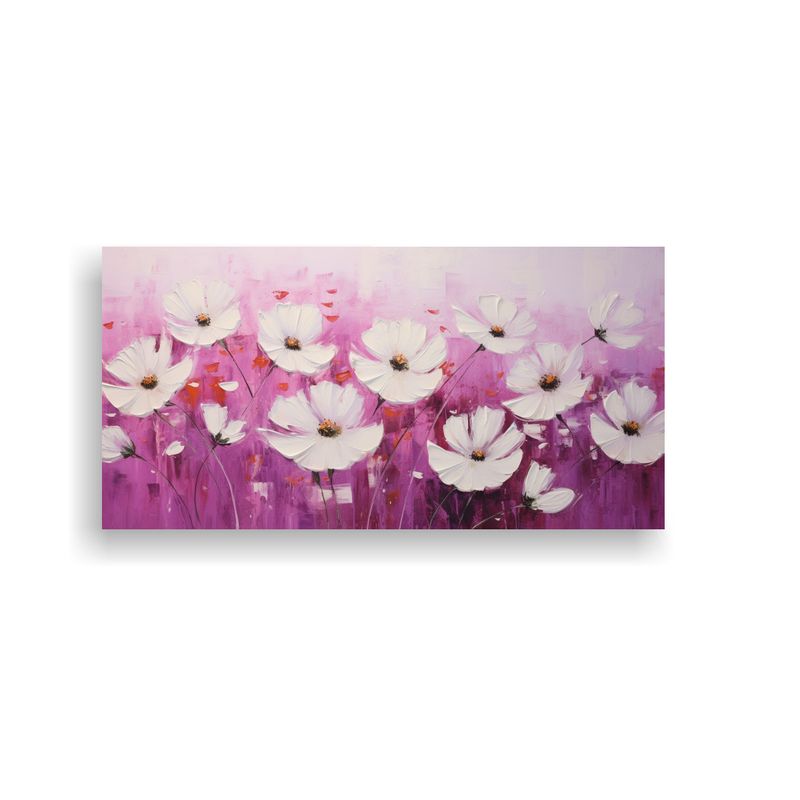 GENERICO - Pintura De Flores En Lienzo En Colores Blanco Y 100x50 Cm