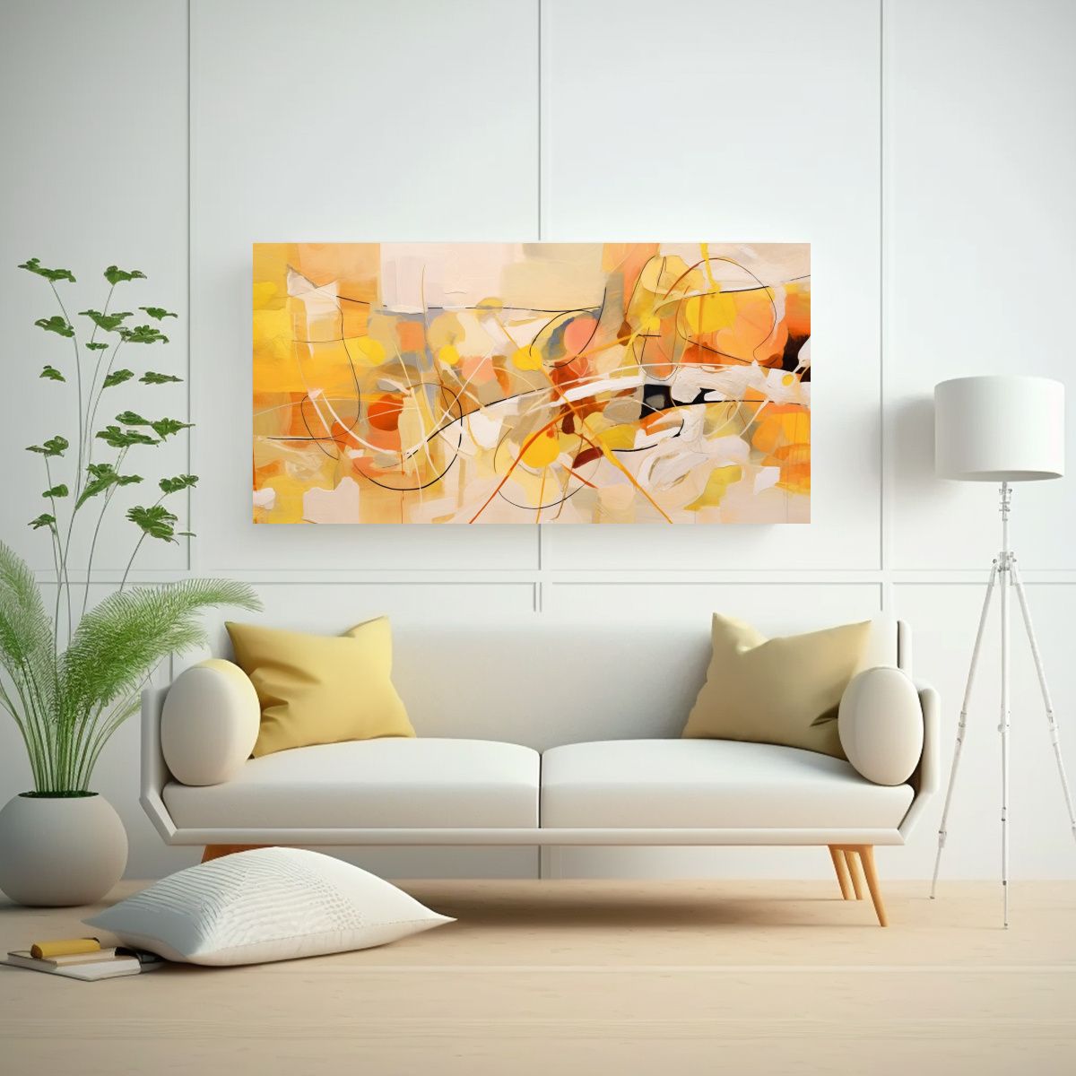 GENERICO - Cuadro Abstracto En Bastidor Líneas Y Colores 80x40 Cm