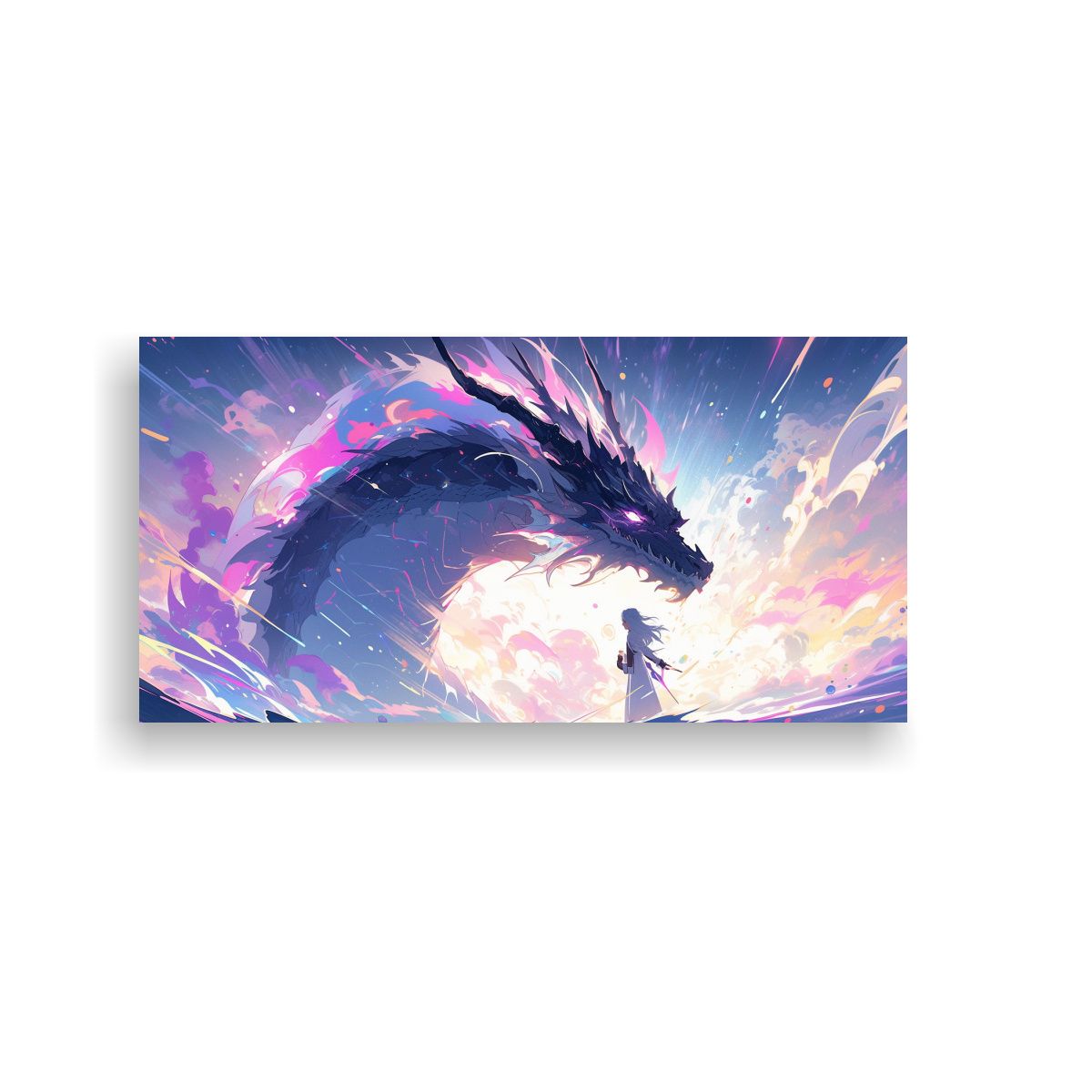 GENERICO - Pintura Juvenil Dragón En Colores Arcoíris Y 60x30 Cm