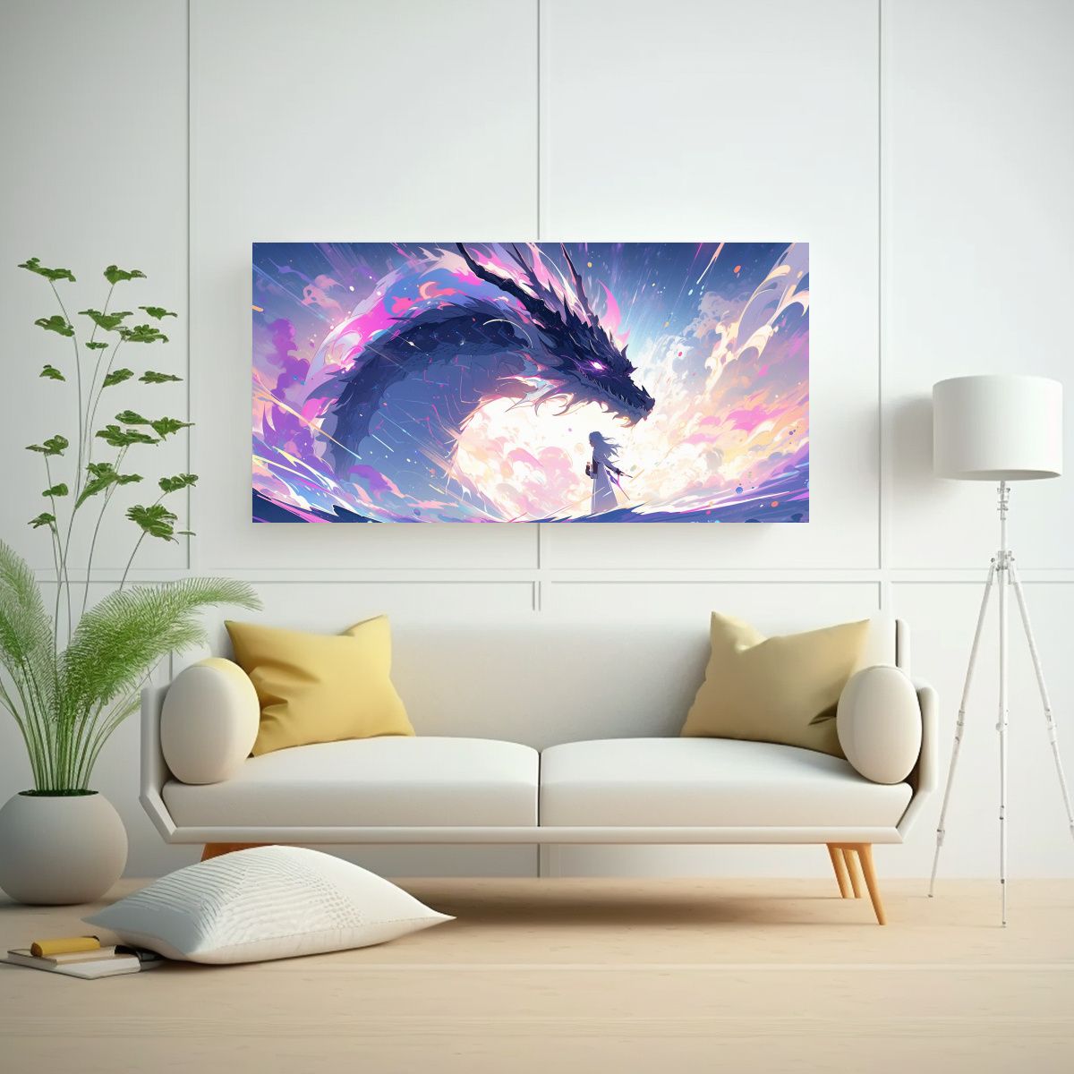 GENERICO - Pintura Juvenil Dragón En Colores Arcoíris Y 60x30 Cm