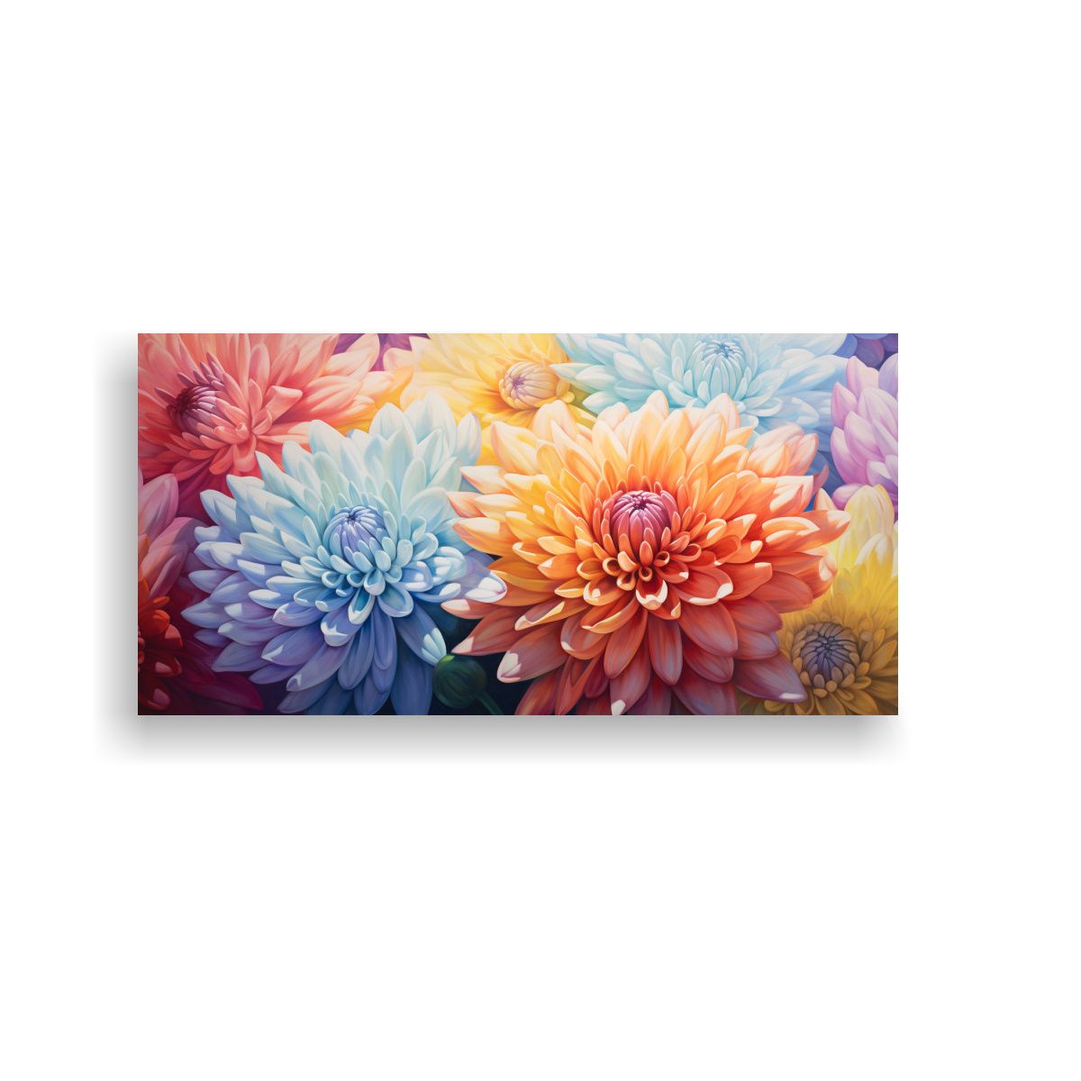GENERICO - Pintura Abstracta Detallada De Crisantemos En 60x30 Cm