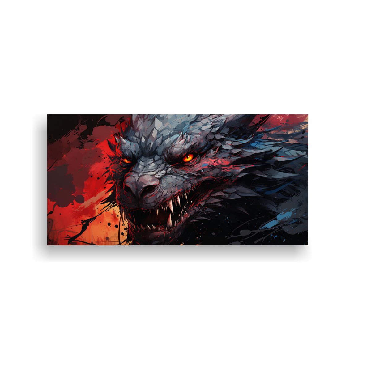 GENERICO - Cuadros De Dragón Rojo En Estilo Galería Arte 100x50 Cm.