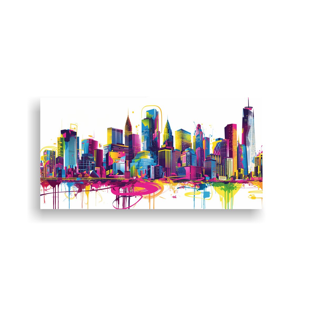 GENERICO - Pintura Floral Futurista Spray Art De Ciudad 100x50 Cm.