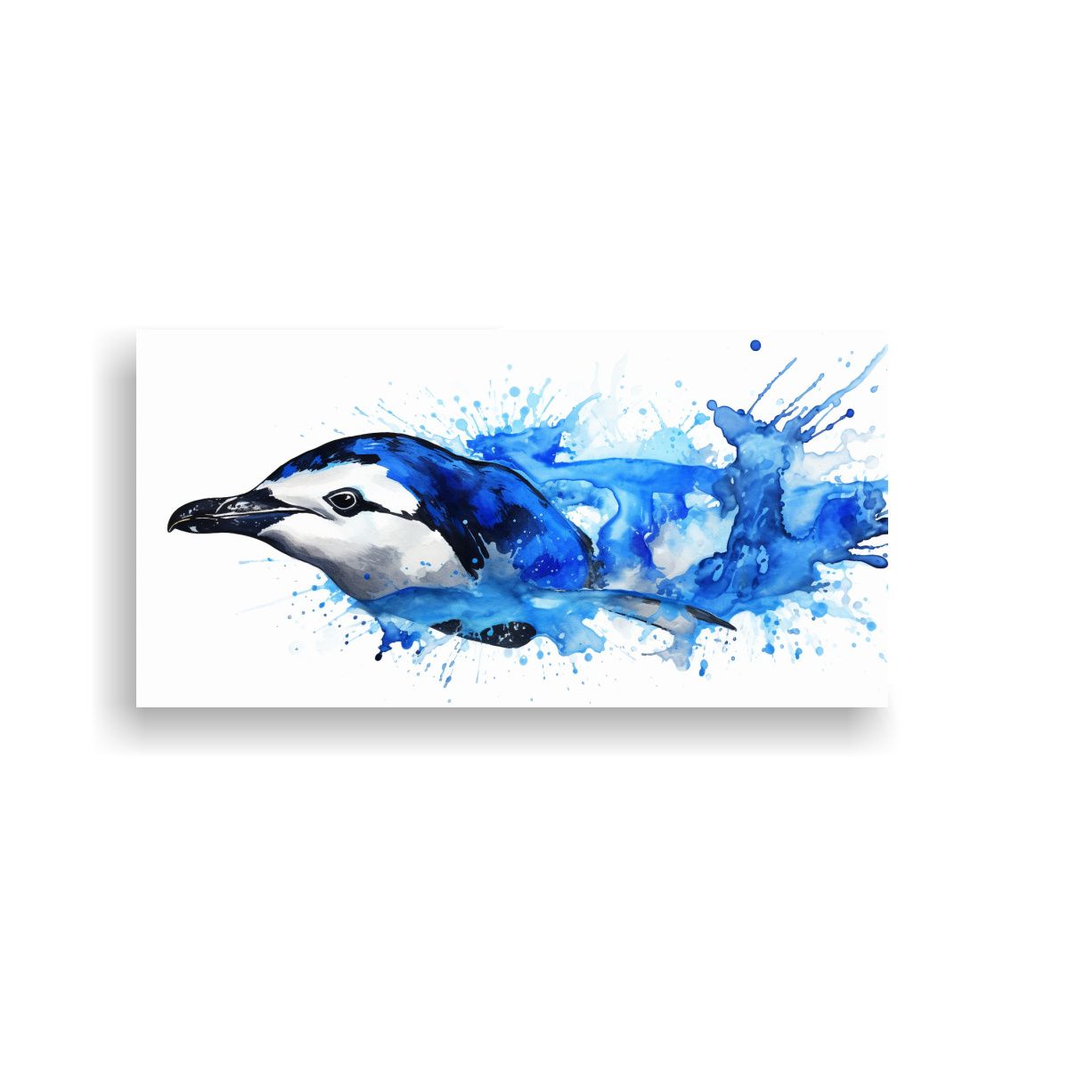 GENERICO - Cuadro Surrealista Pingüino En Acuarela Colores 80x40 Cm