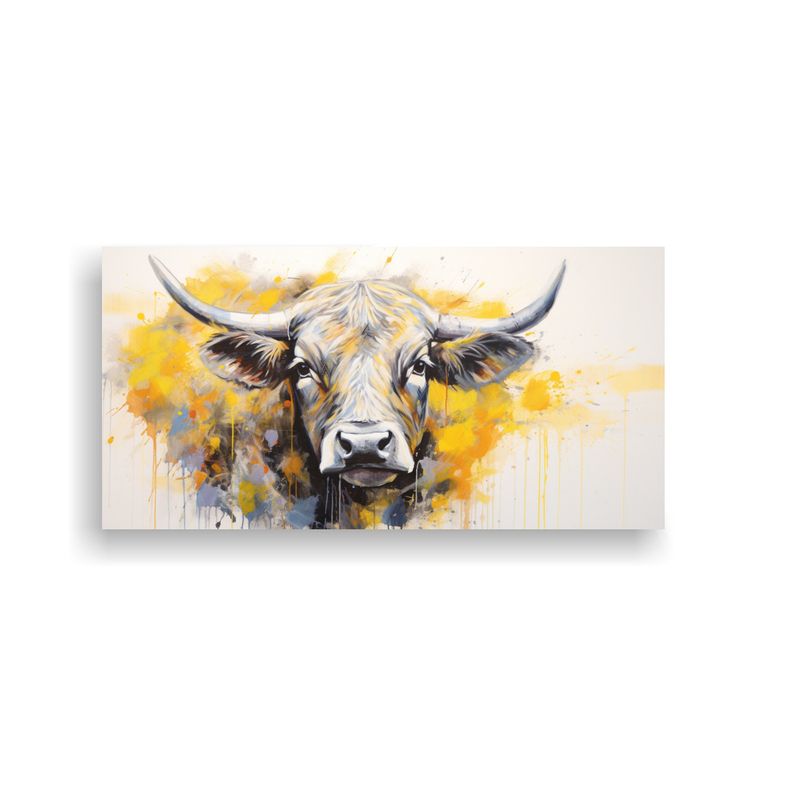 GENERICO - Cuadro Decorativo De Una Vaca Angus Amarilla Y 100x50 Cm
