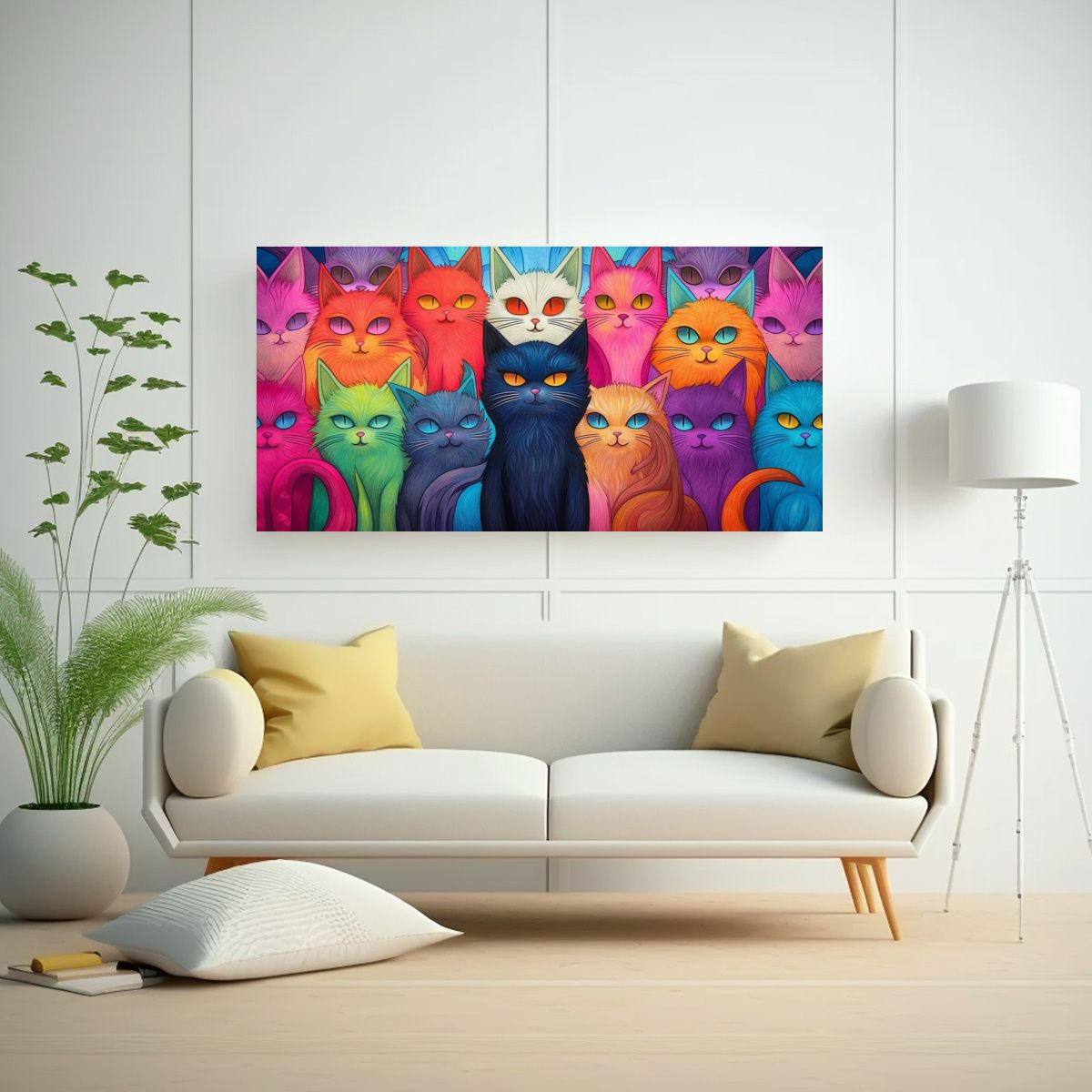 GENERICO - Pintura De Colores De Gatos Por Tom Harvey En 80x40 Cm