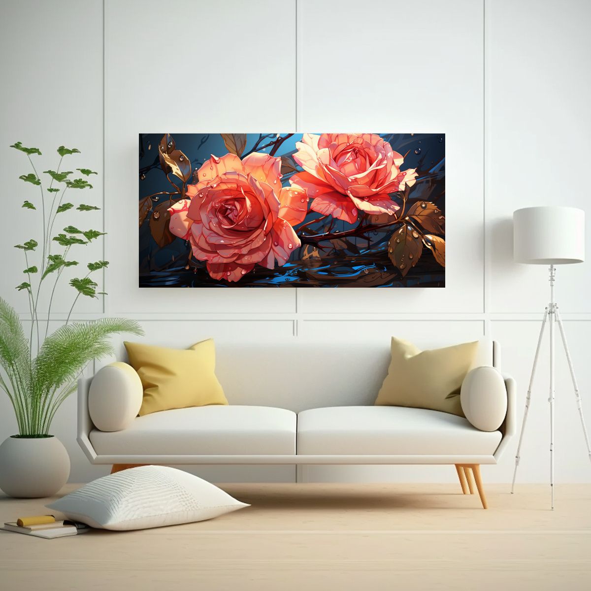 GENERICO - Cuadro Juvenil De Lienzo Con Dibujo De Rosa Y 100x50 Cm