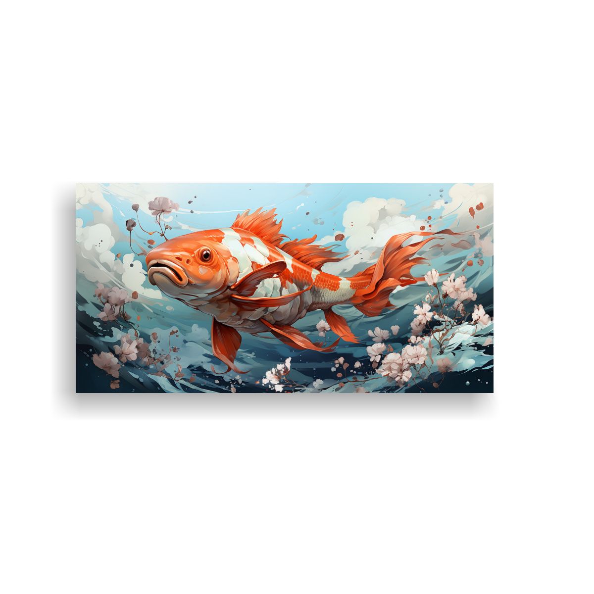 GENERICO - Cuadro Decorativo Koi En Colores Menta Estilo 80x40 Cm
