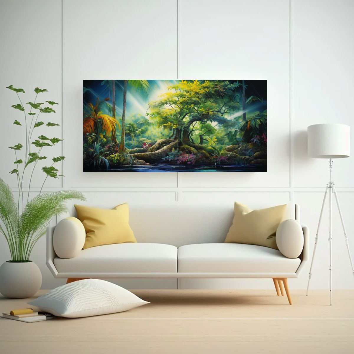 GENERICO - Pintura Abstracta Detallada De árbol Tropical 60x30 Cm