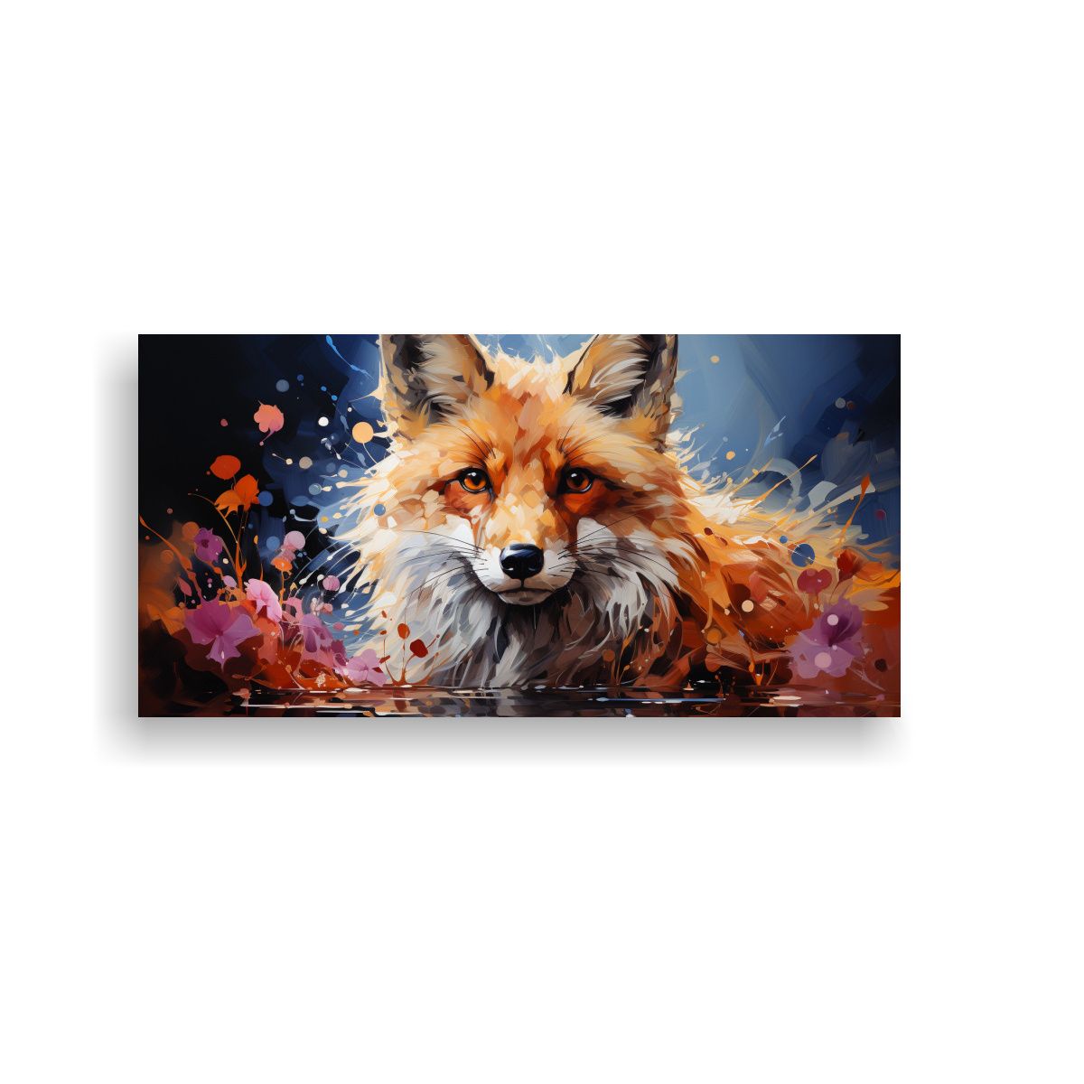 GENERICO - Pintura De Zorro En Colores Ricos Y Burdeos Arte 60x30 Cm