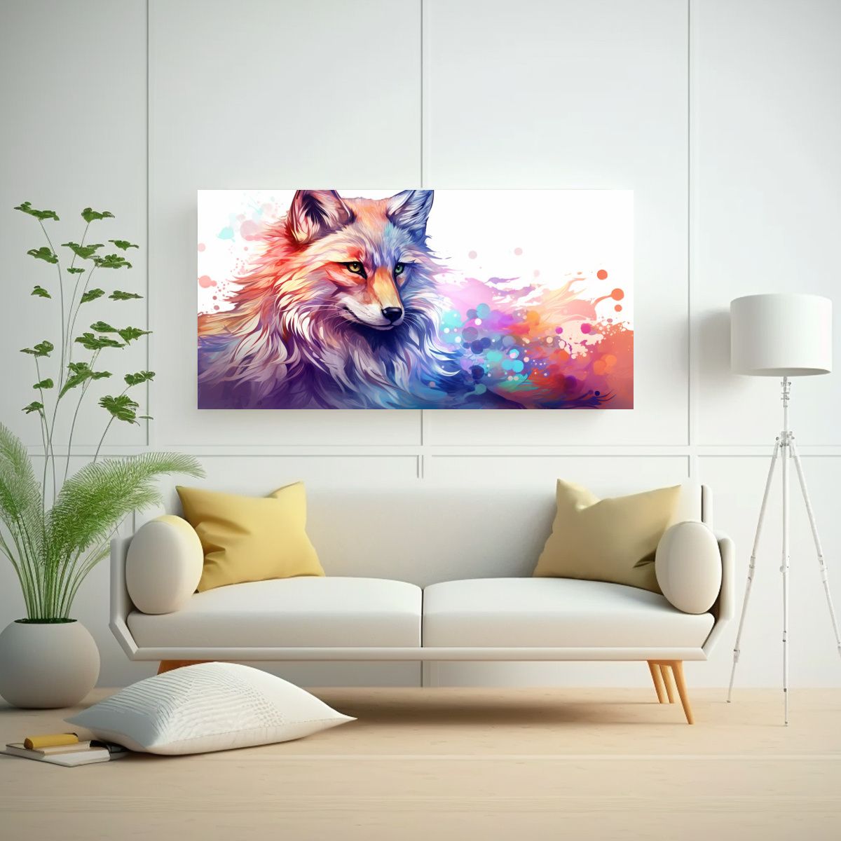 GENERICO - Pintura De Zorro En Colores Iridiscentes Y 60x30 Cm