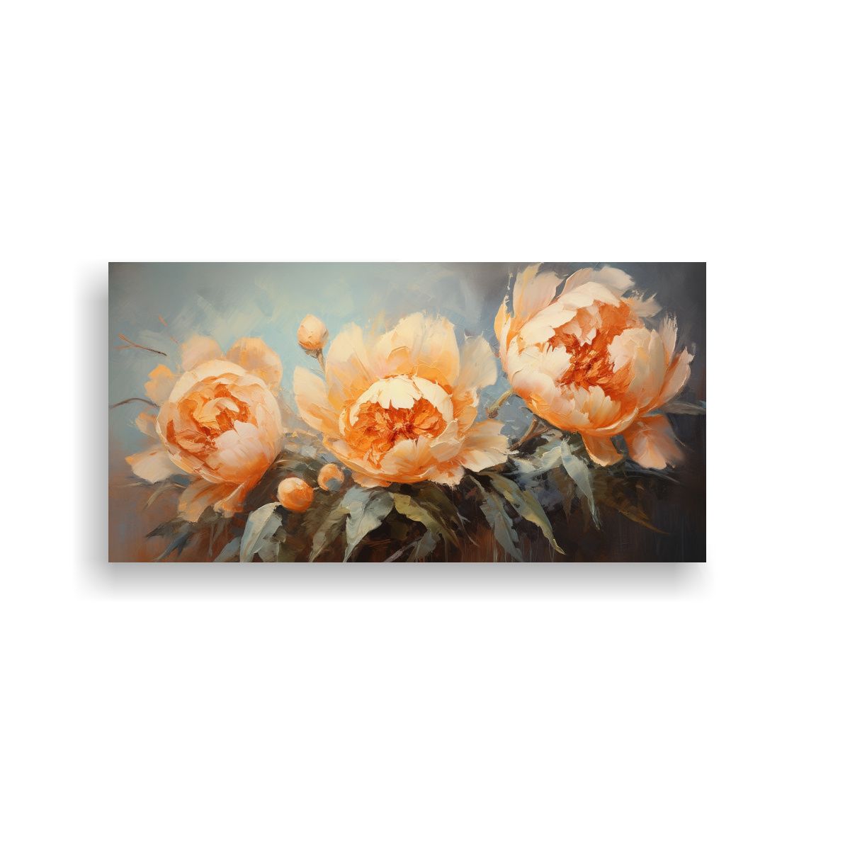 GENERICO - Lienzo Moderno De Peonías Anaranjadas En Estilo 100x50 Cm.