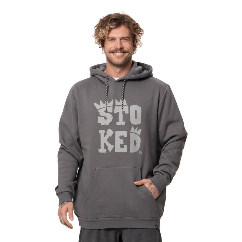 STOKED - Poleron Hombre Logo Gris Stoked