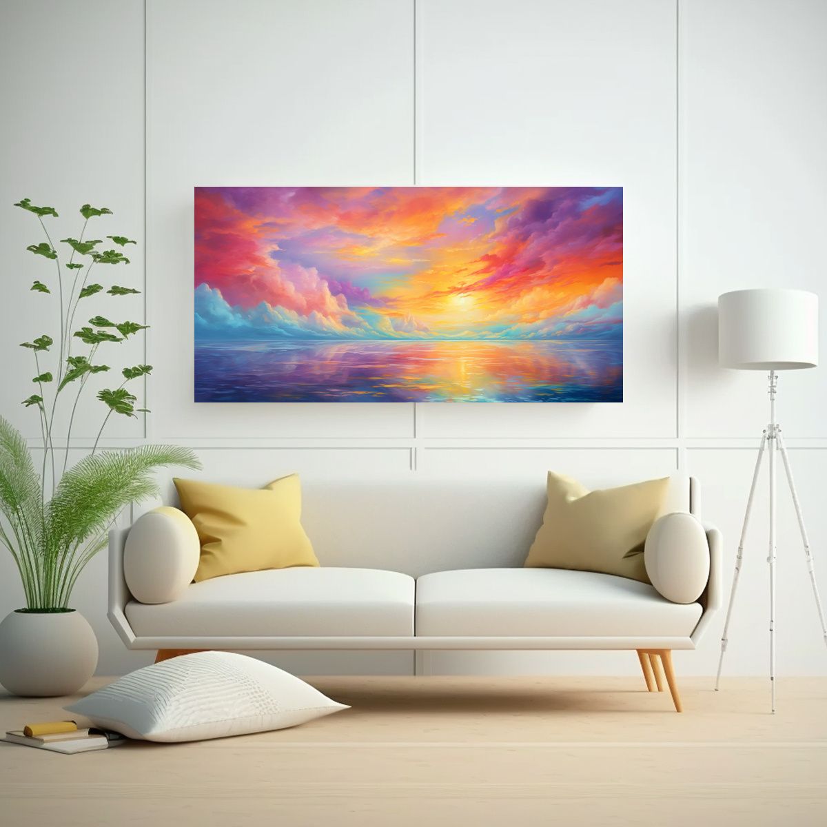 GENERICO - Pinturas Abstractas De Amaneceres Y Atardeceres 80x40 Cm