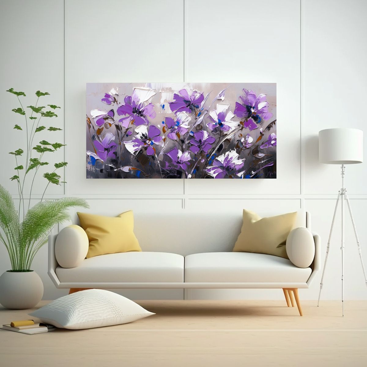 GENERICO - Cuadro Vanguardia Comedor Pintura De Flores 60x30 Cm