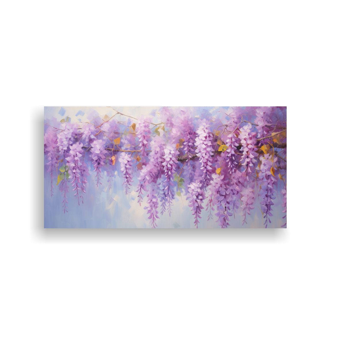 GENERICO - Pintura Abstracta De Flores De Glicina Al óleo 80x40 Cm