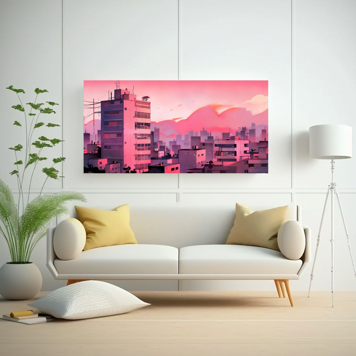 GENERICO - Cuadro Deco Impactante Santiago De Chile Acuarela 80x40 Cm